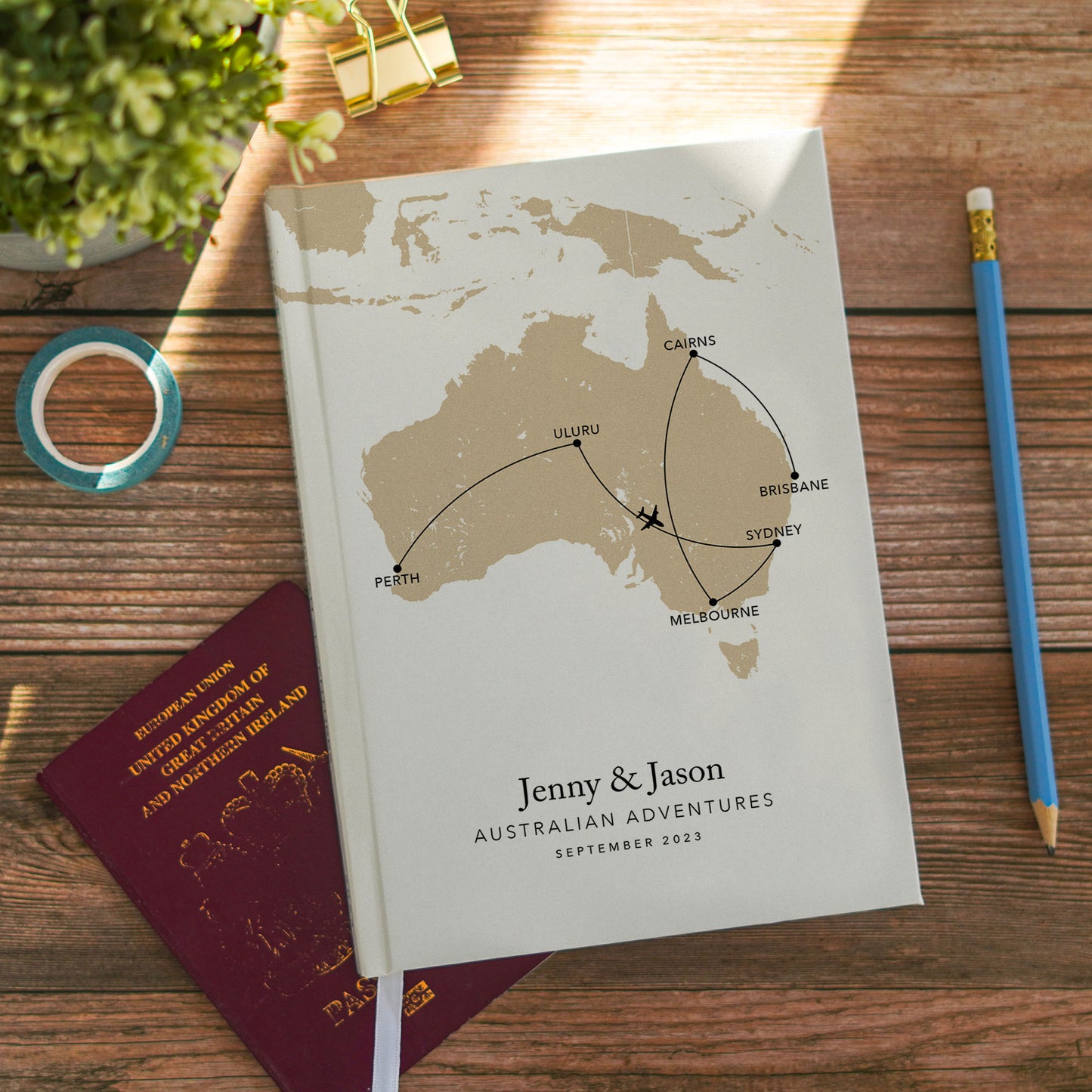 Custom Map Australia Personalised Travel Journal