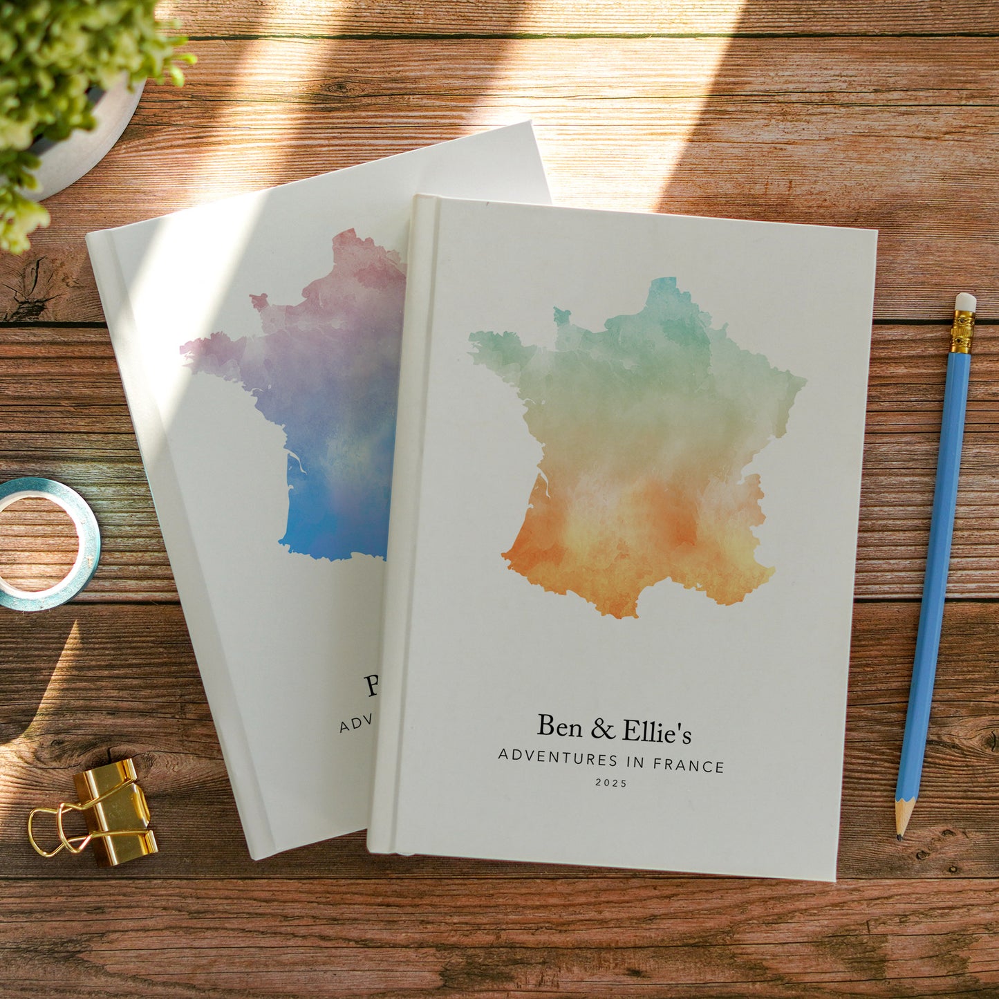 France Personalised Watercolour Travel Journal
