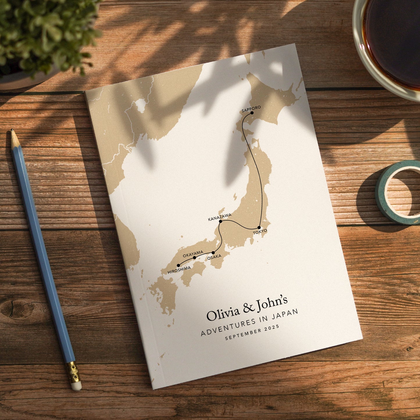 Custom Map Japan Personalised Travel Journal