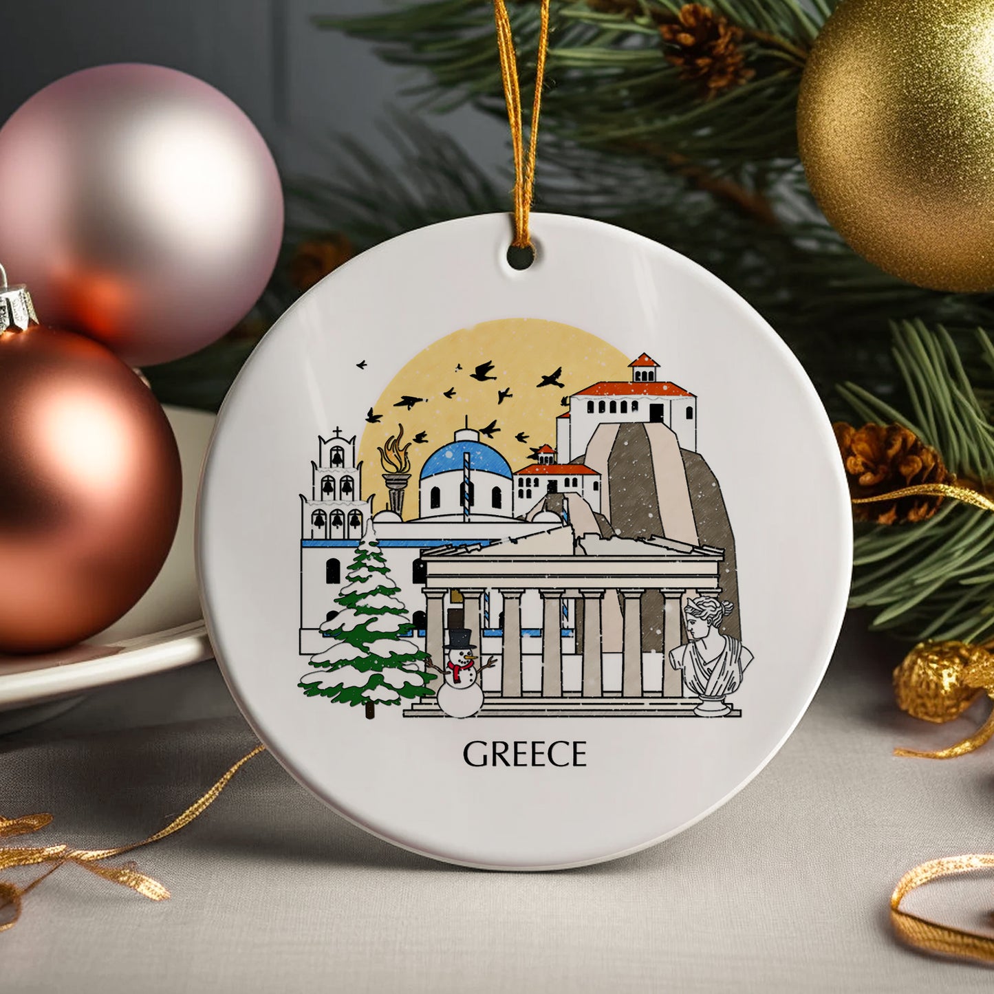 Greece Personalised Christmas Tree Ornament