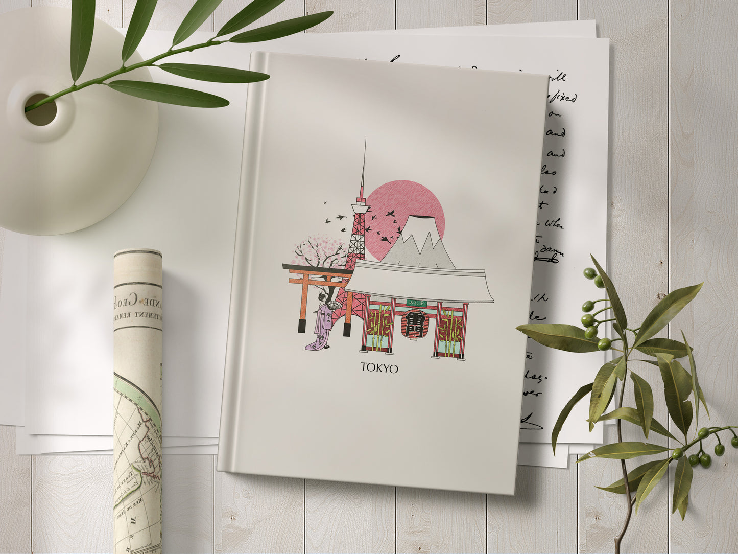 Tokyo Personalised Illustrated Travel Journal/Notebook