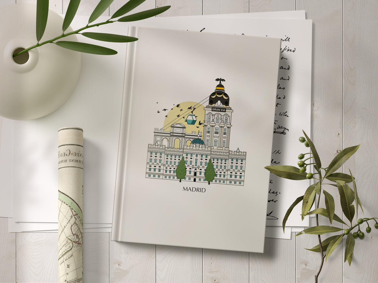 Madrid Personalised Illustrated Travel Journal/Notebook