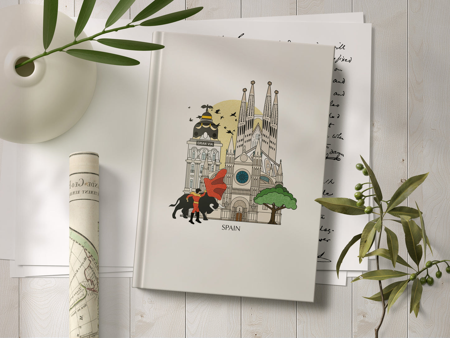 Spain Personalised Illustrated Travel Journal/Notebook