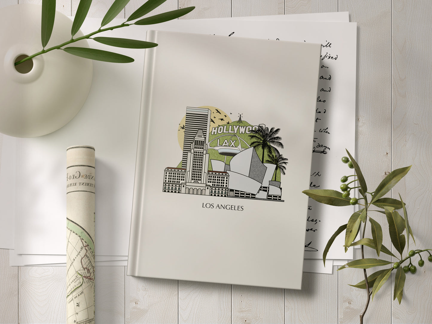 Los Angeles Personalised Illustrated Travel Journal/Notebook