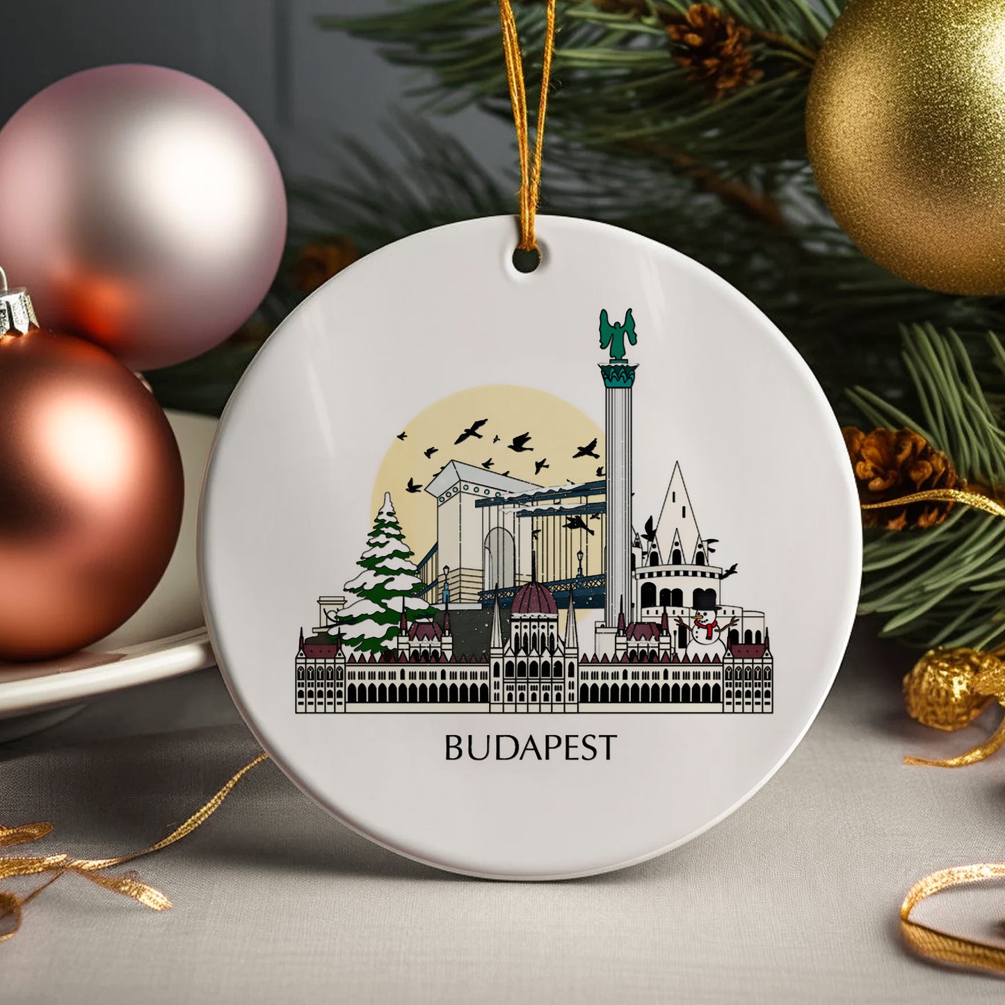 Budapest Hungary Personalised Christmas Tree Ornament