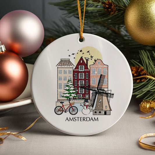 Amsterdam Netherlands Personalised Christmas Tree Ornament