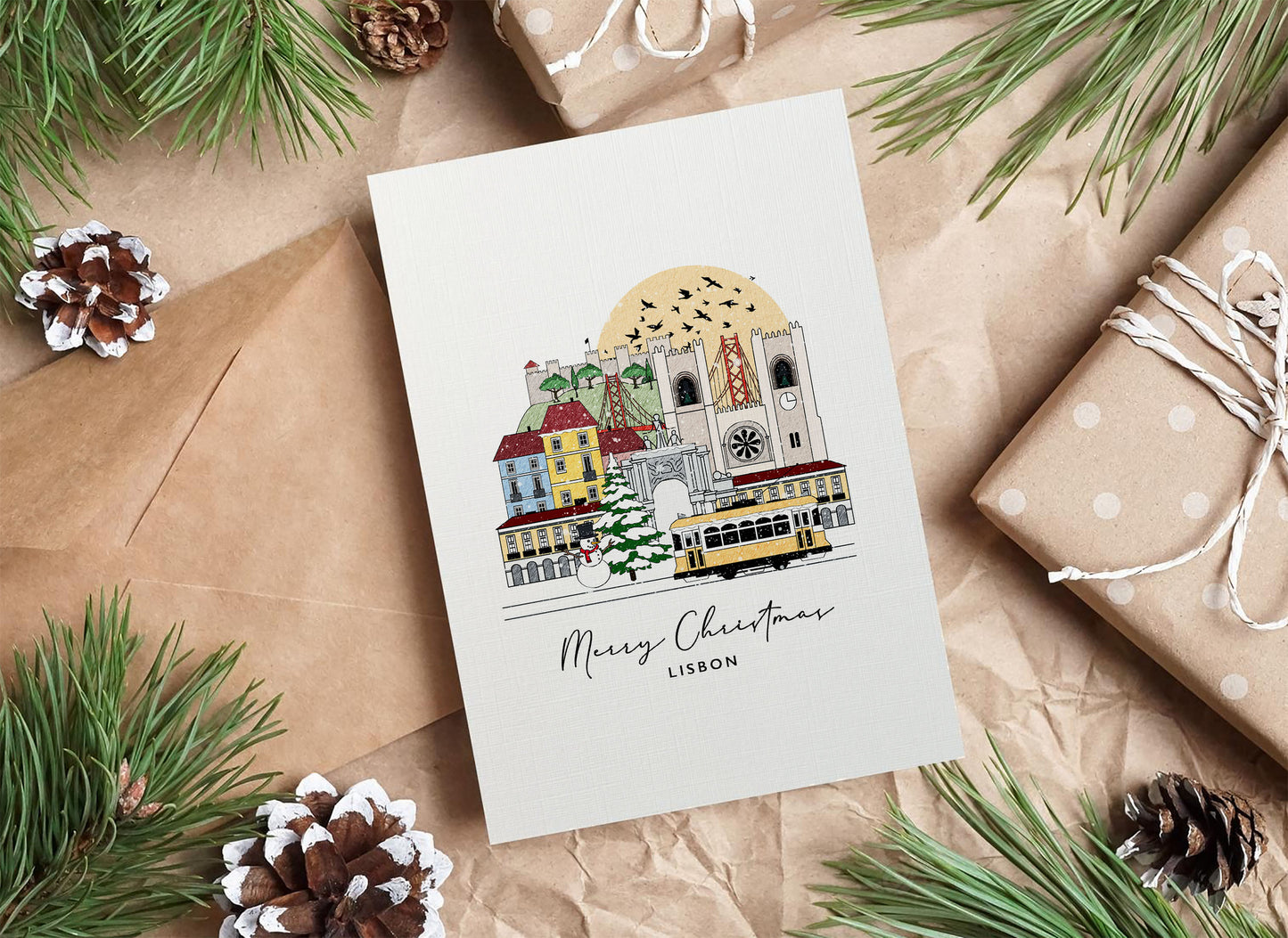 Lisbon Personalised Christmas/Holiday Greeting Card
