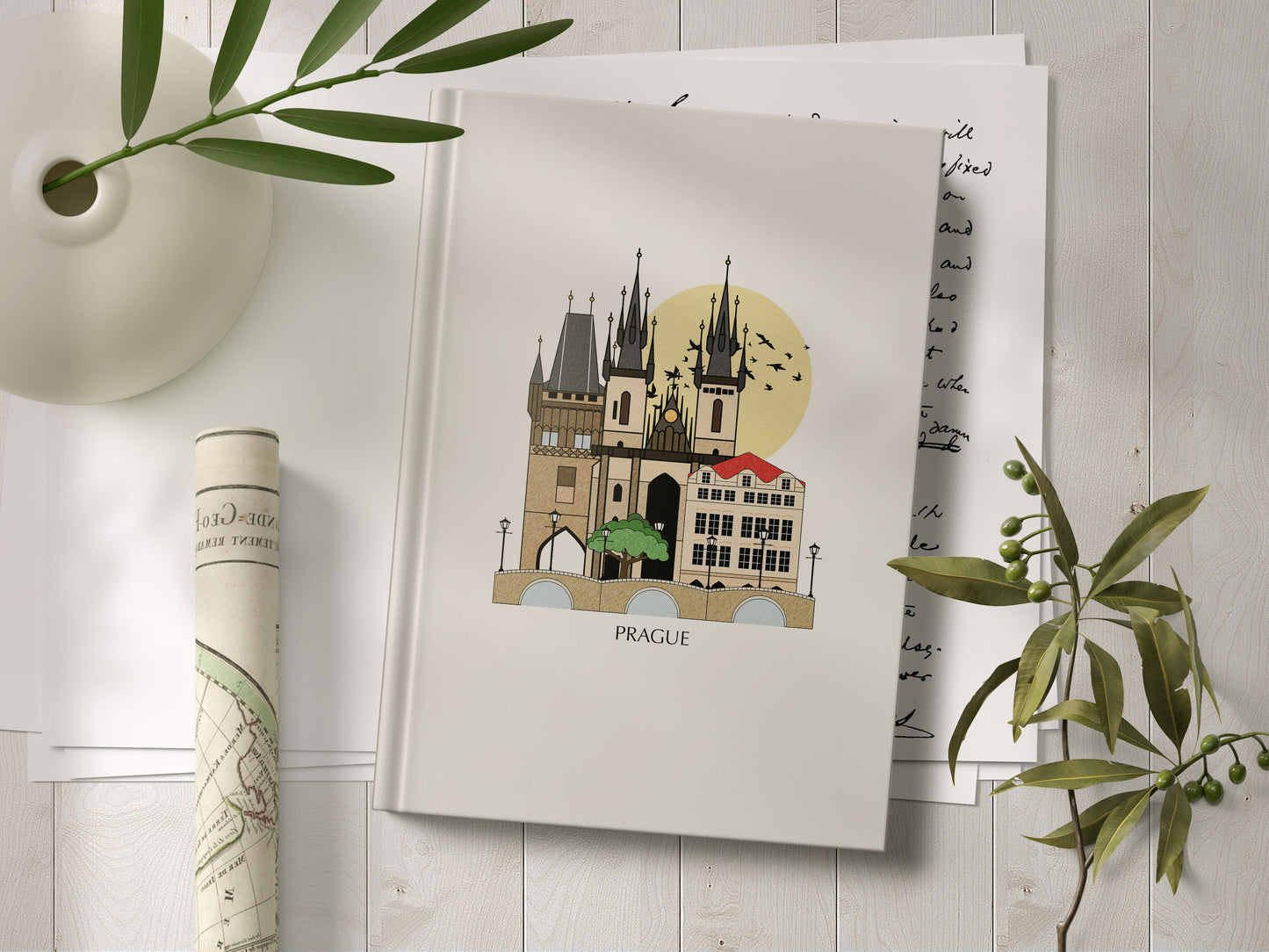 Prague Personalised Illustrated Travel Journal/Notebook