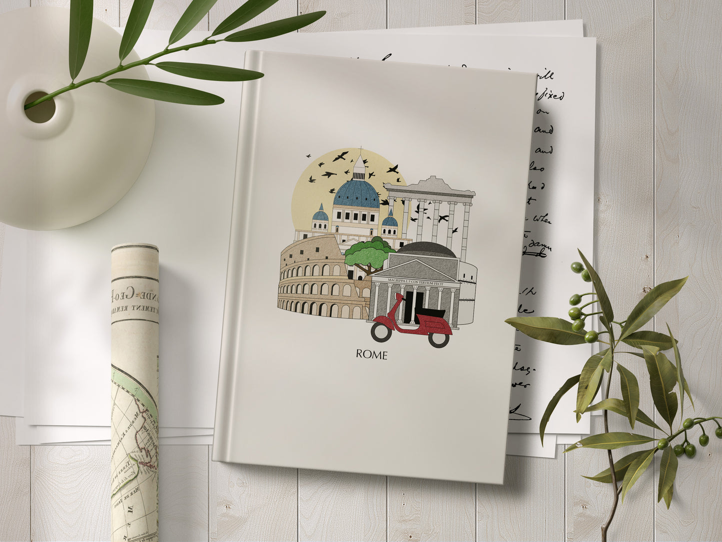 Rome Personalised Illustrated Travel Journal/Notebook