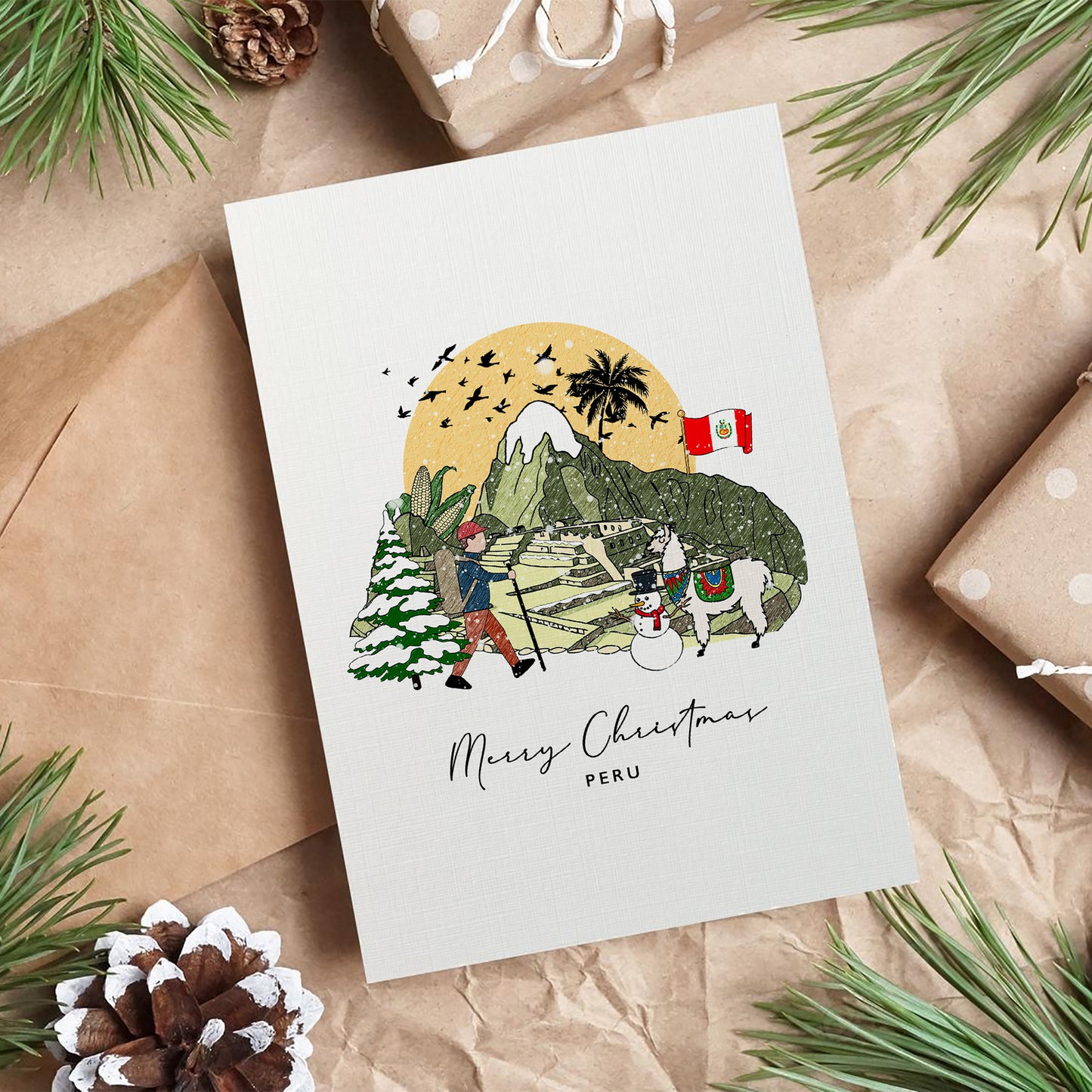 Peru Personalised Christmas/Holiday Greeting Card