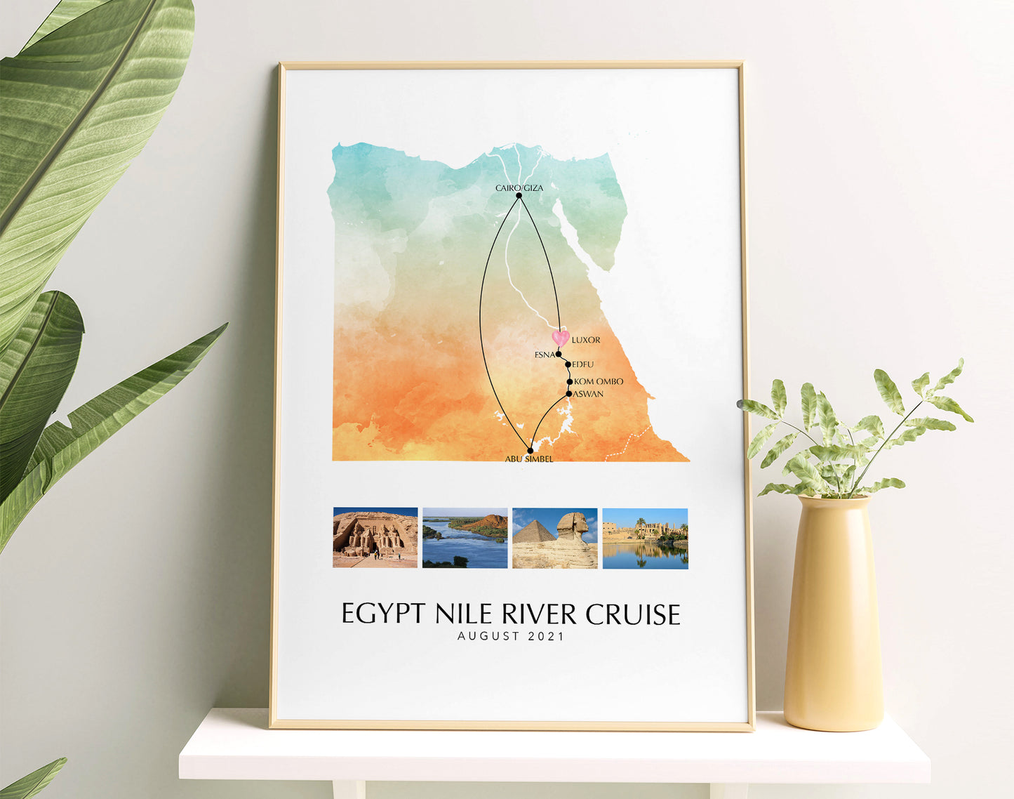 Egypt Personalised Travel Map Print with Photo Collage