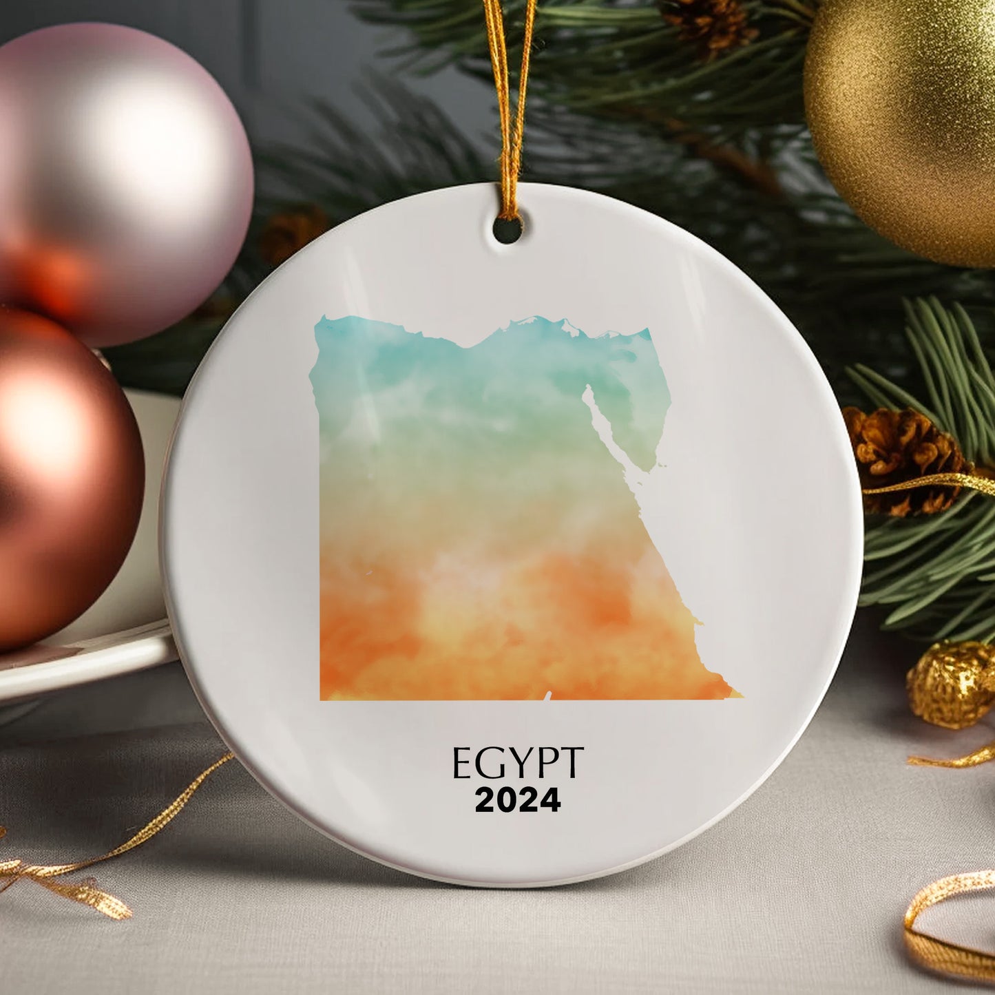 Egypt Map Personalised Christmas Tree Ornament