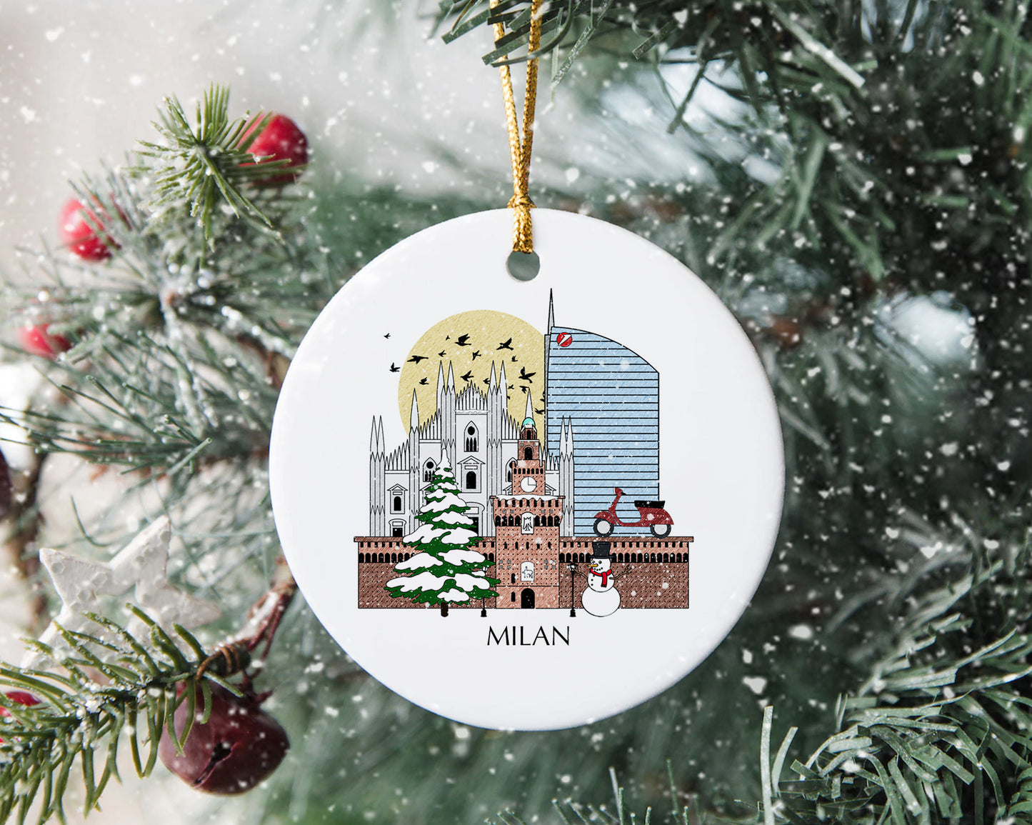 Milan Italy Personalised Christmas Tree Ornament
