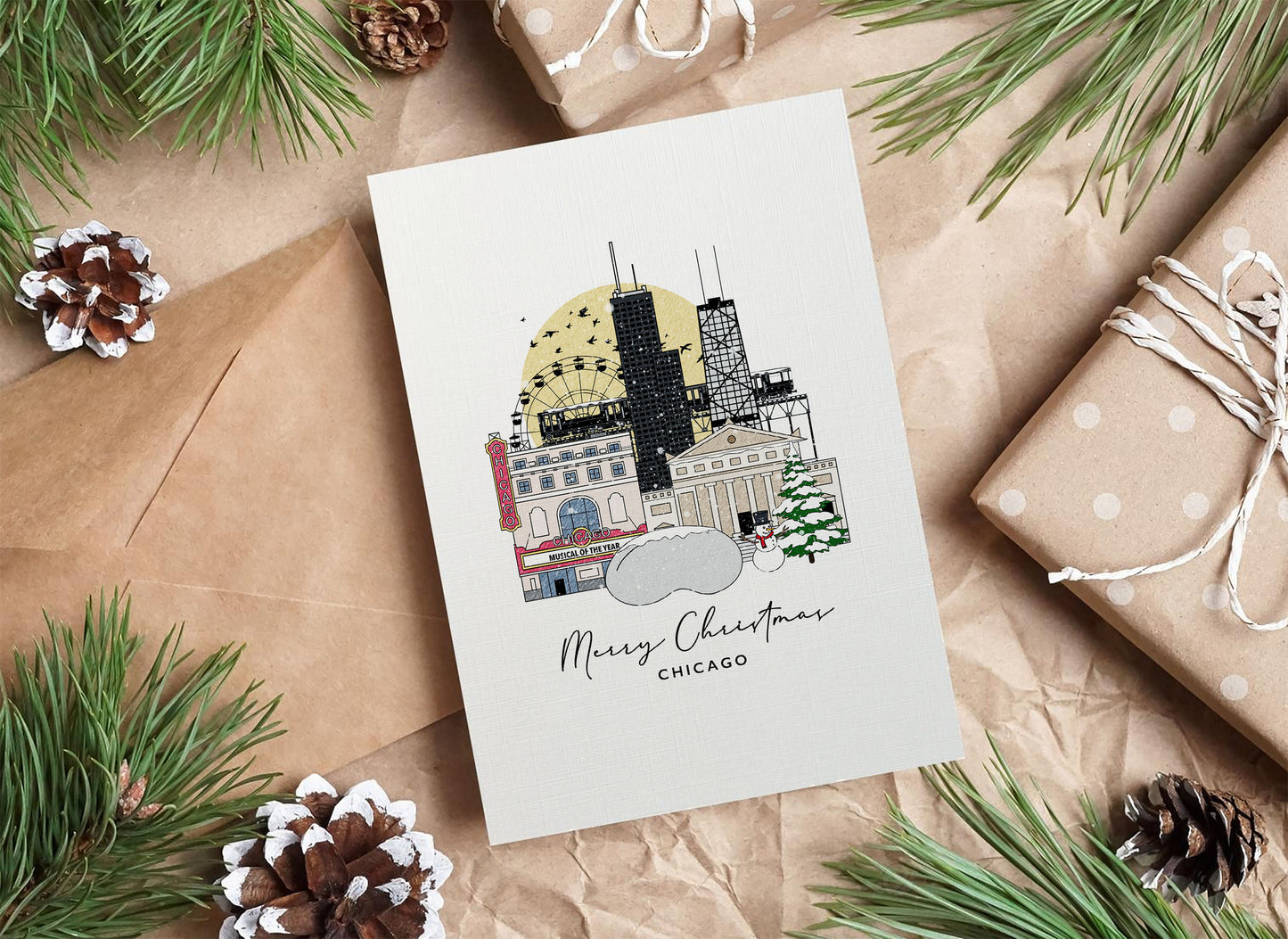 Chicago Personalised Christmas/Holiday Greeting Card