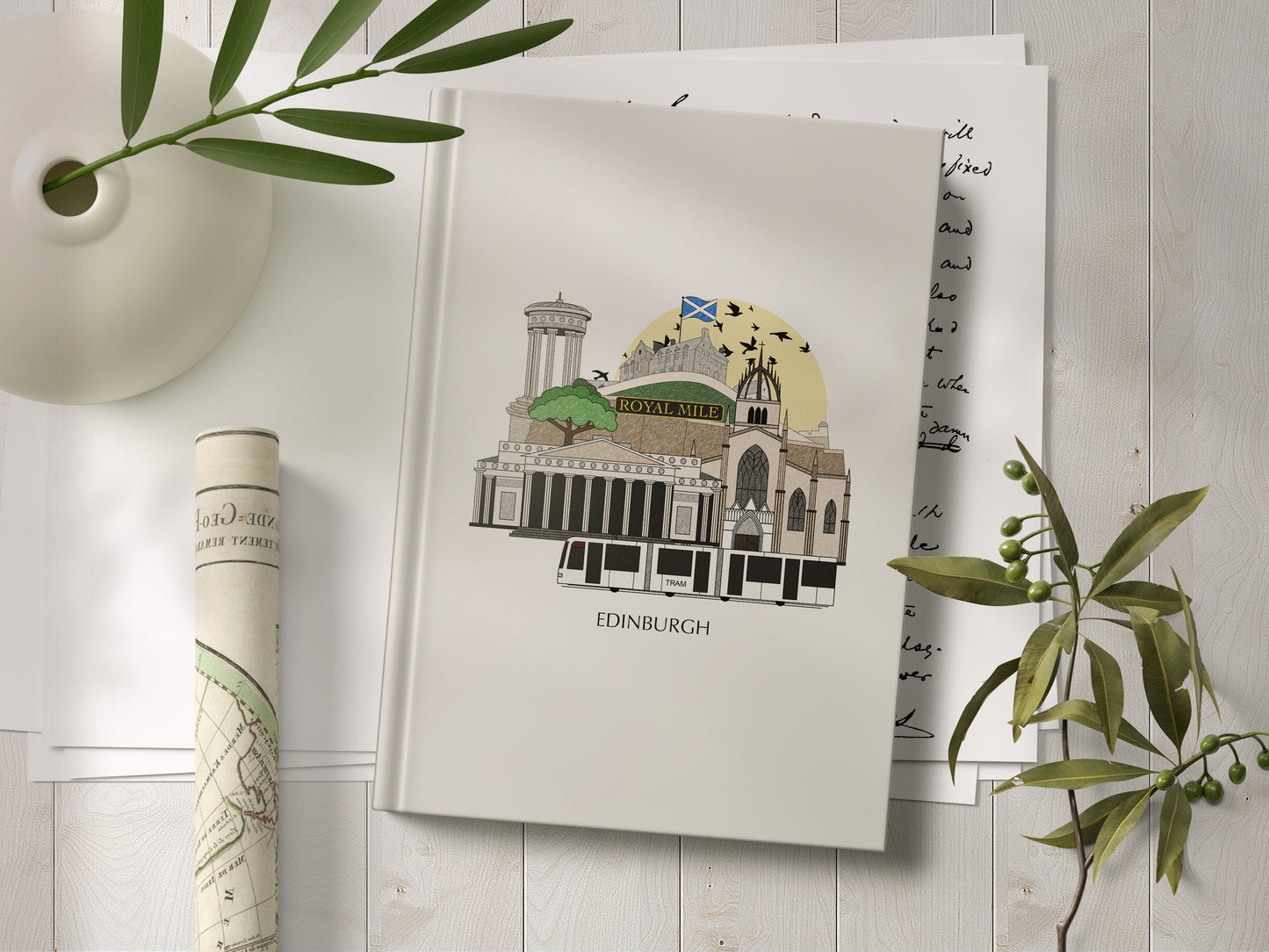 Edinburgh Personalised Illustrated Travel Journal/Notebook