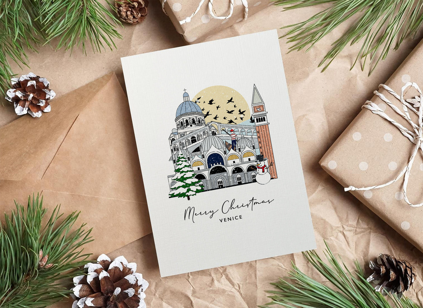 Venice Personalised Christmas/Holiday Greeting Card