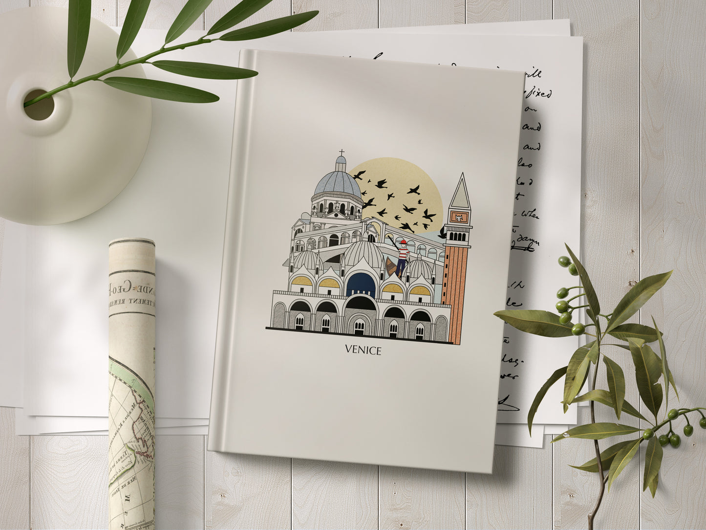 Venice Personalised Illustrated Travel Journal/Notebook