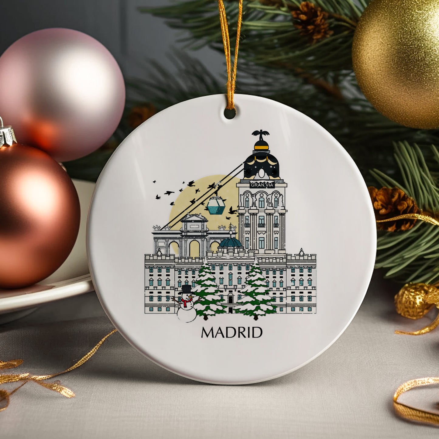 Madrid Spain Personalised Christmas Tree Ornament