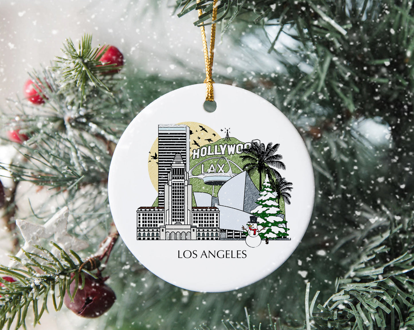 Los Angeles California Personalised Christmas Tree Ornament