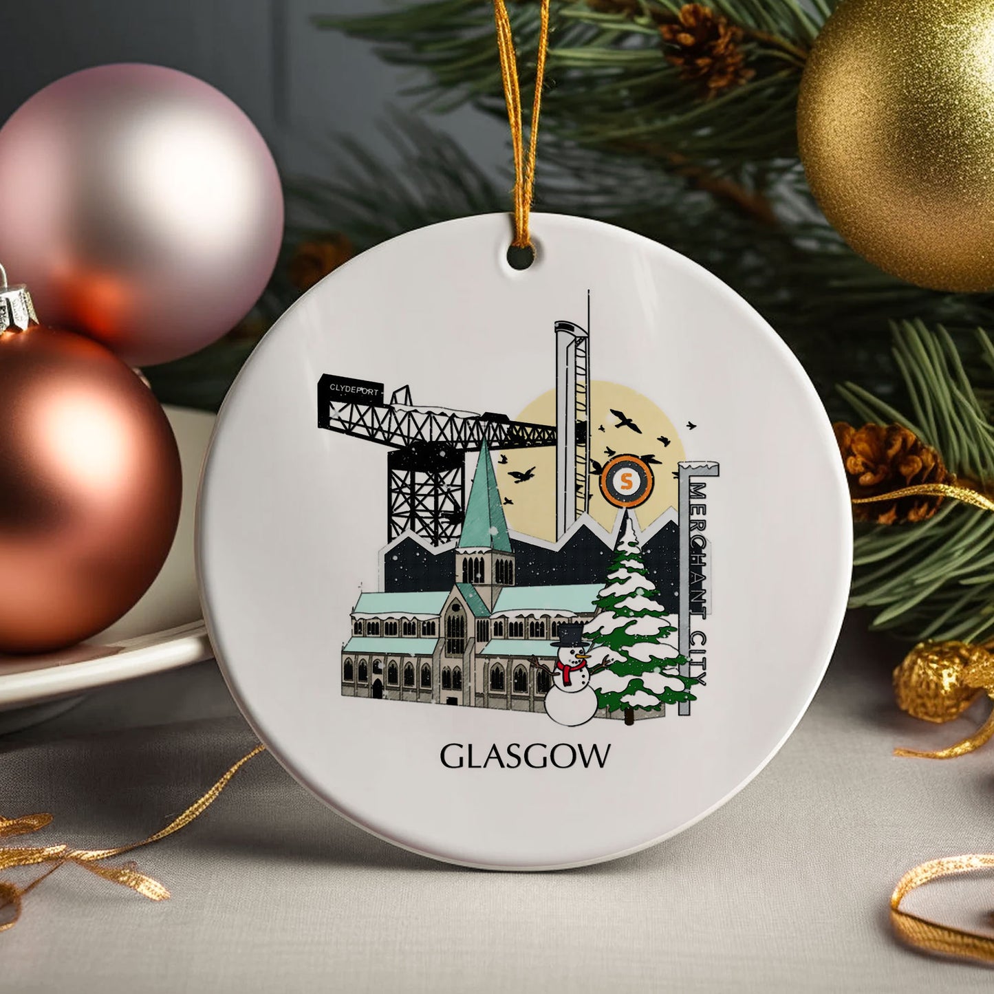Glasgow Scotland Personalised Christmas Tree Ornament