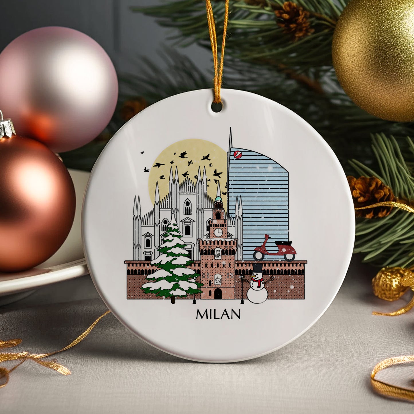 Milan Italy Personalised Christmas Tree Ornament