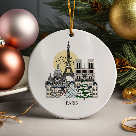 Paris France Personalised Christmas Tree Ornament
