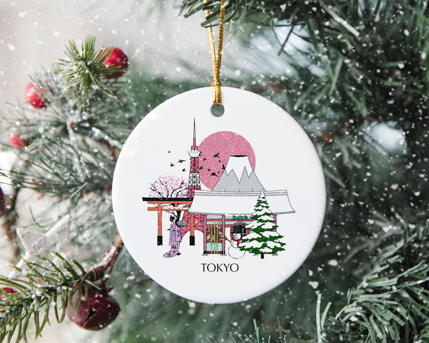 Tokyo Japan Personalised Christmas Tree Ornament