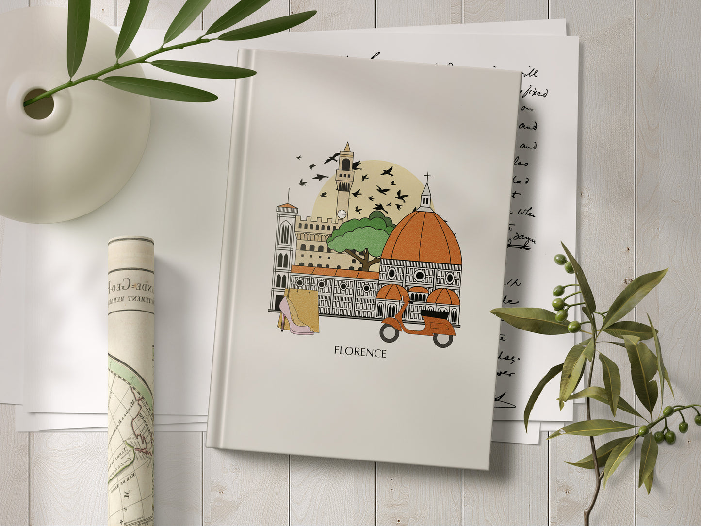Florence Personalised Illustrated Travel Journal/Notebook