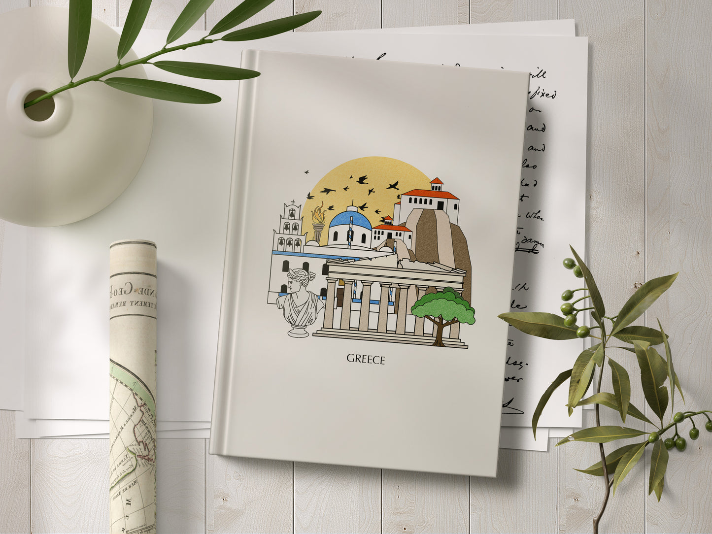 Greece Personalised Illustrated Travel Journal/Notebook