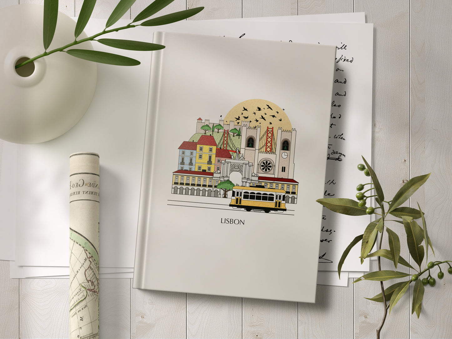 Lisbon Personalised Illustrated Travel Journal/Notebook