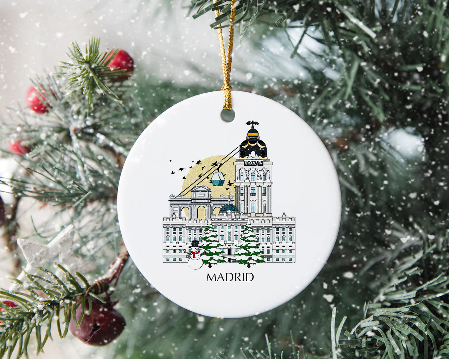 Madrid Spain Personalised Christmas Tree Ornament