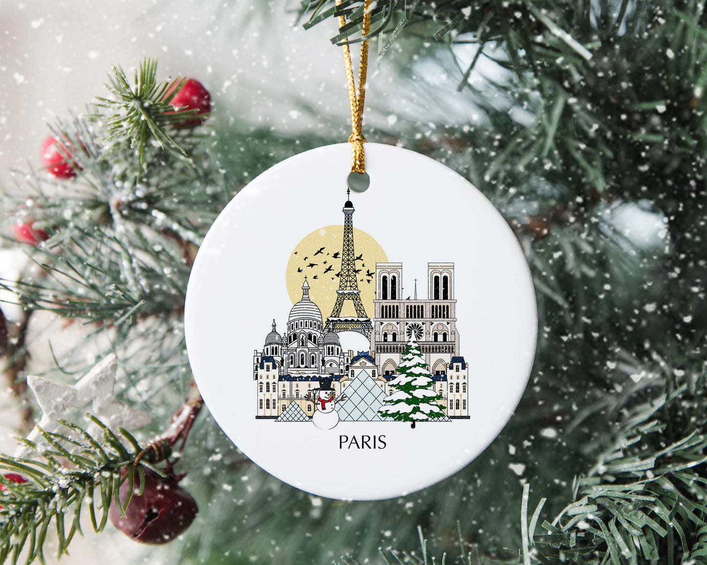 Paris France Personalised Christmas Tree Ornament