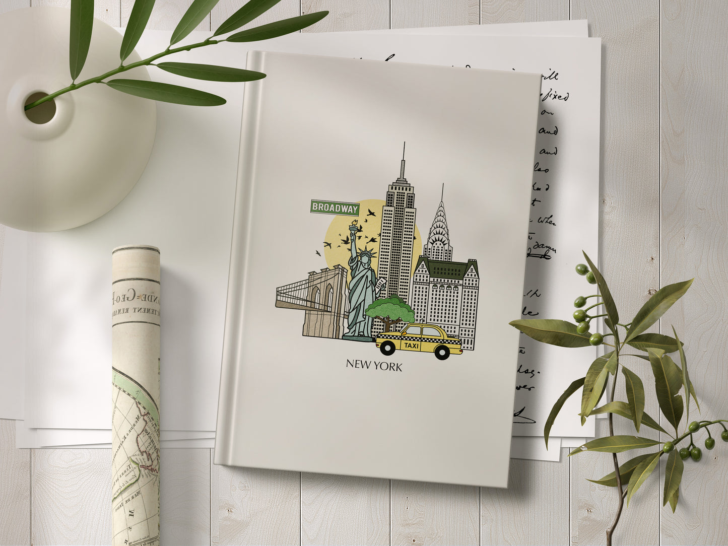 New York Personalised Illustrated Travel Journal/Notebook