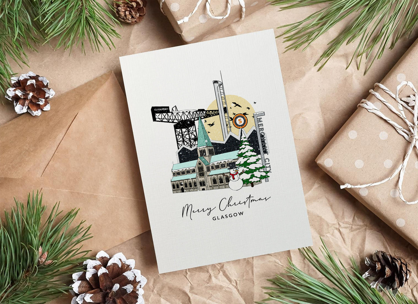 Glasgow Personalised Christmas/Holiday Greeting Card
