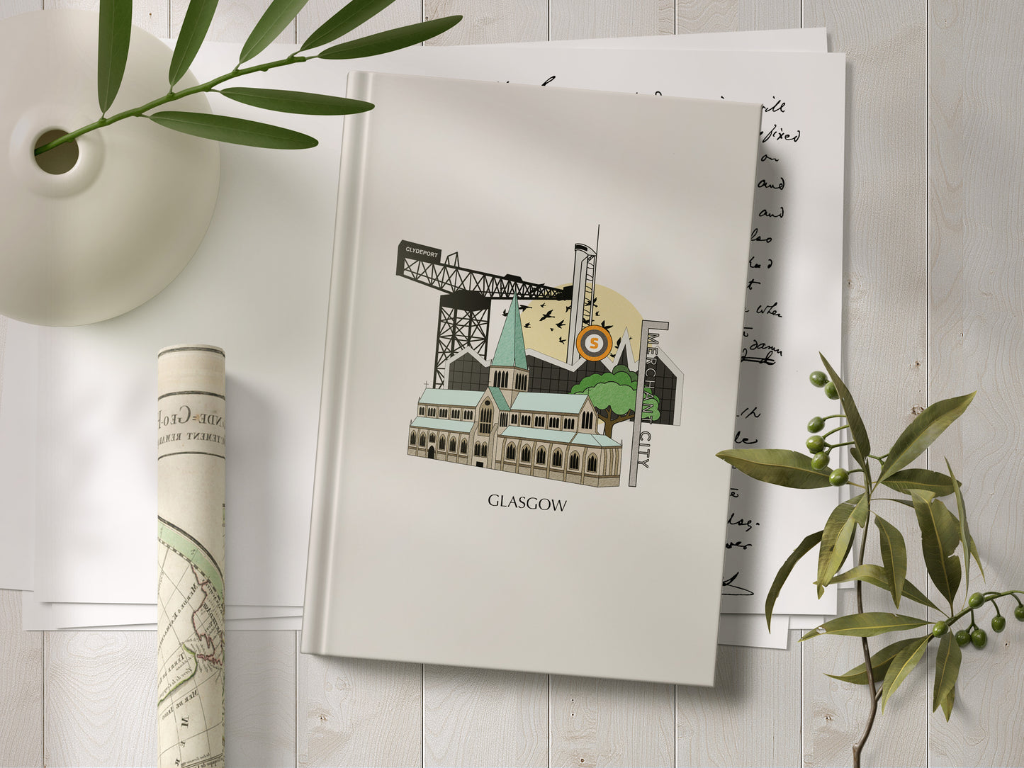 Glasgow Personalised Illustrated Travel Journal/Notebook