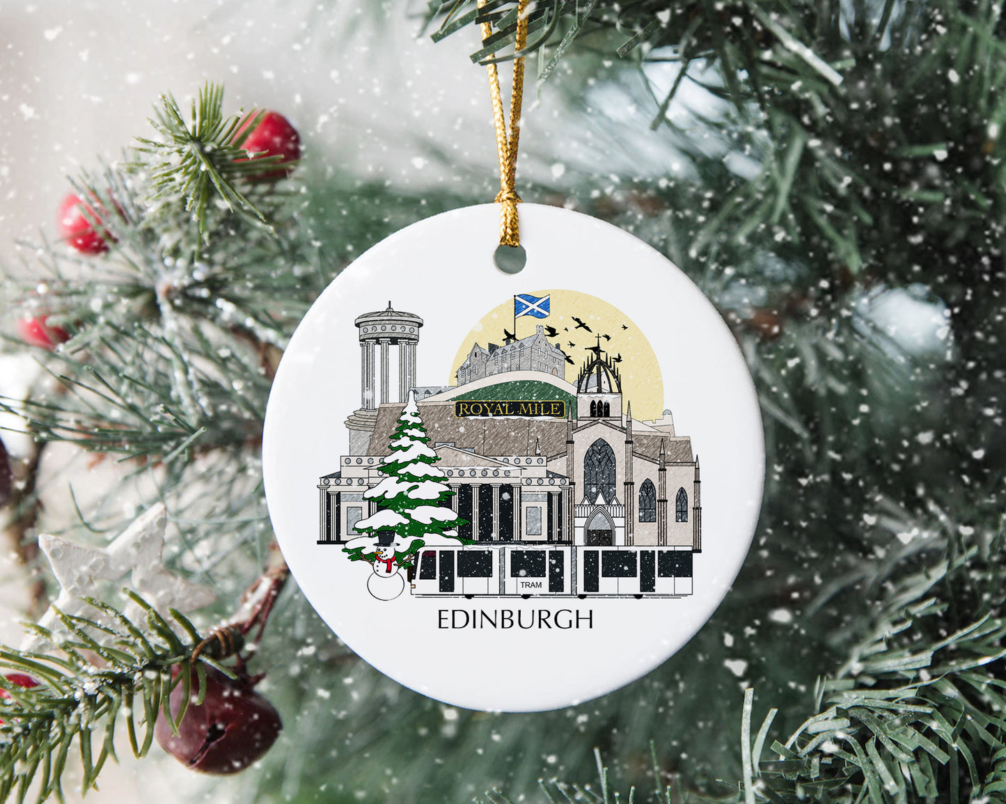 Edinburgh Scotland Personalised Christmas Tree Ornament