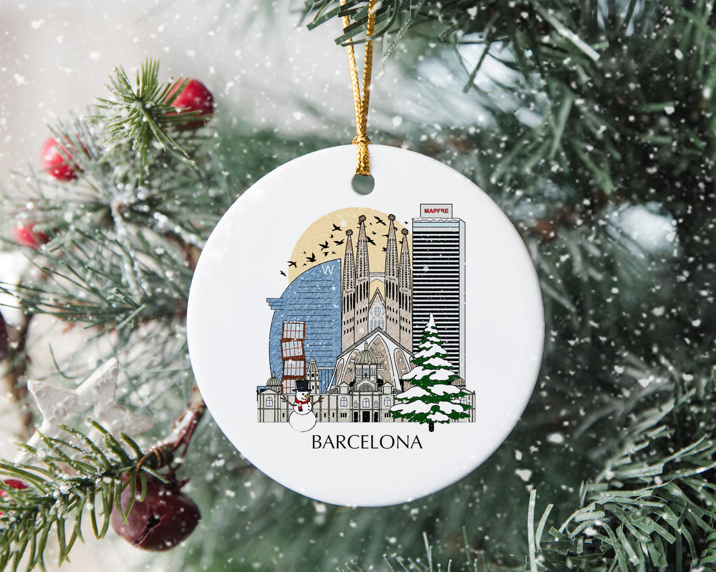 Barcelona Spain Personalised Christmas Tree Ornament