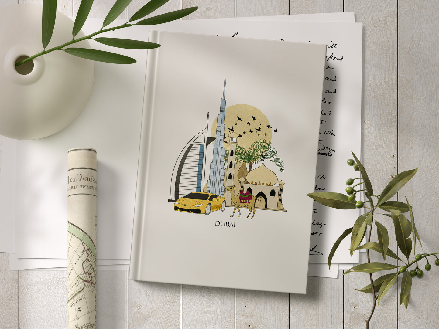 Dubai Personalised Illustrated Travel Journal/Notebook