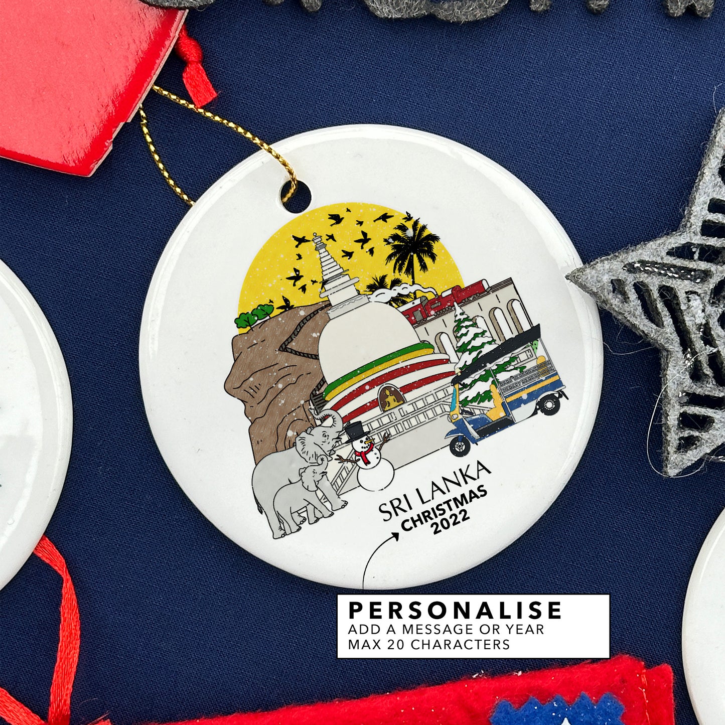 Sri Lanka Personalised Christmas Tree Ornament