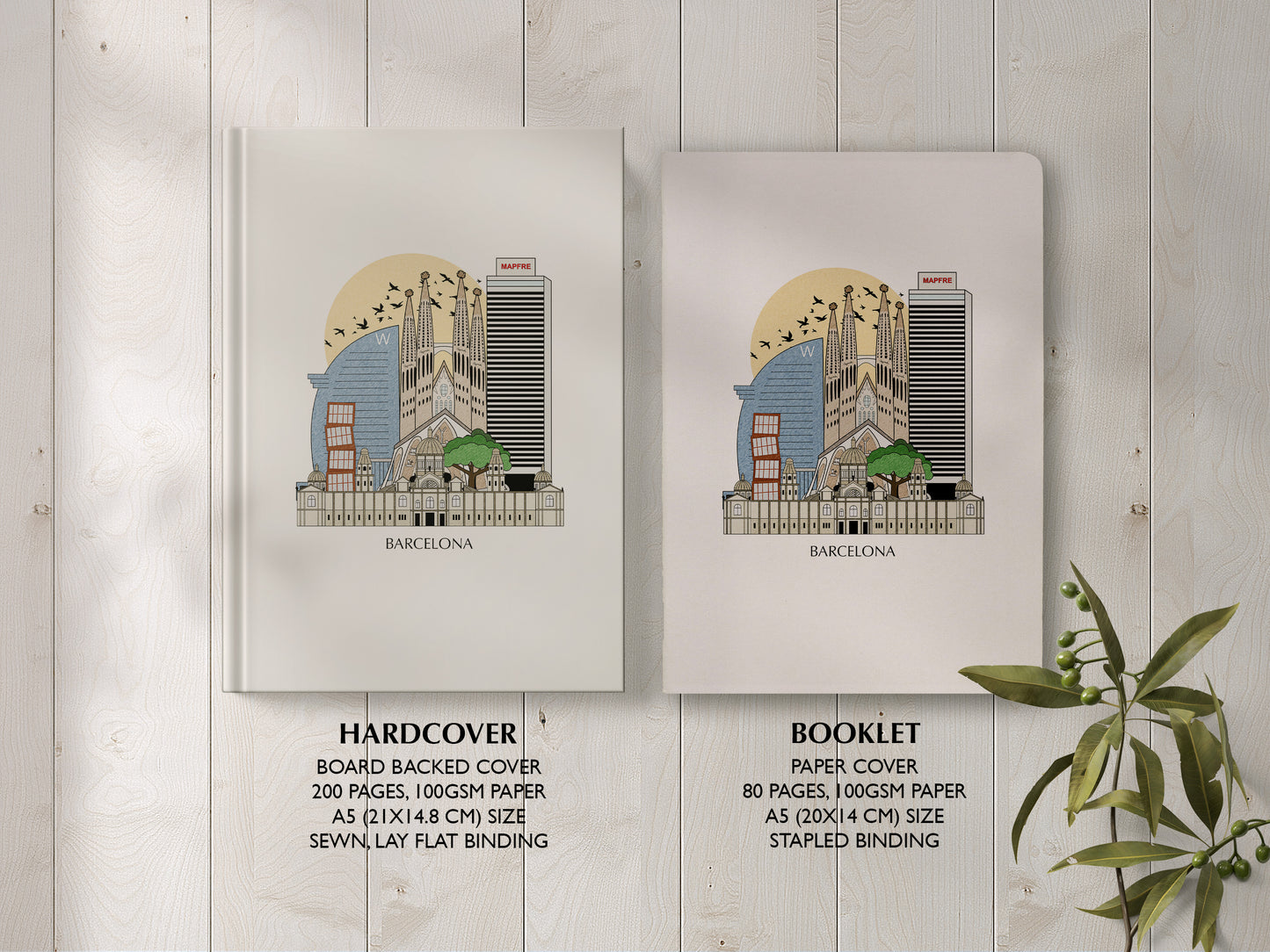 Barcelona Personalised Illustrated Travel Journal/Notebook