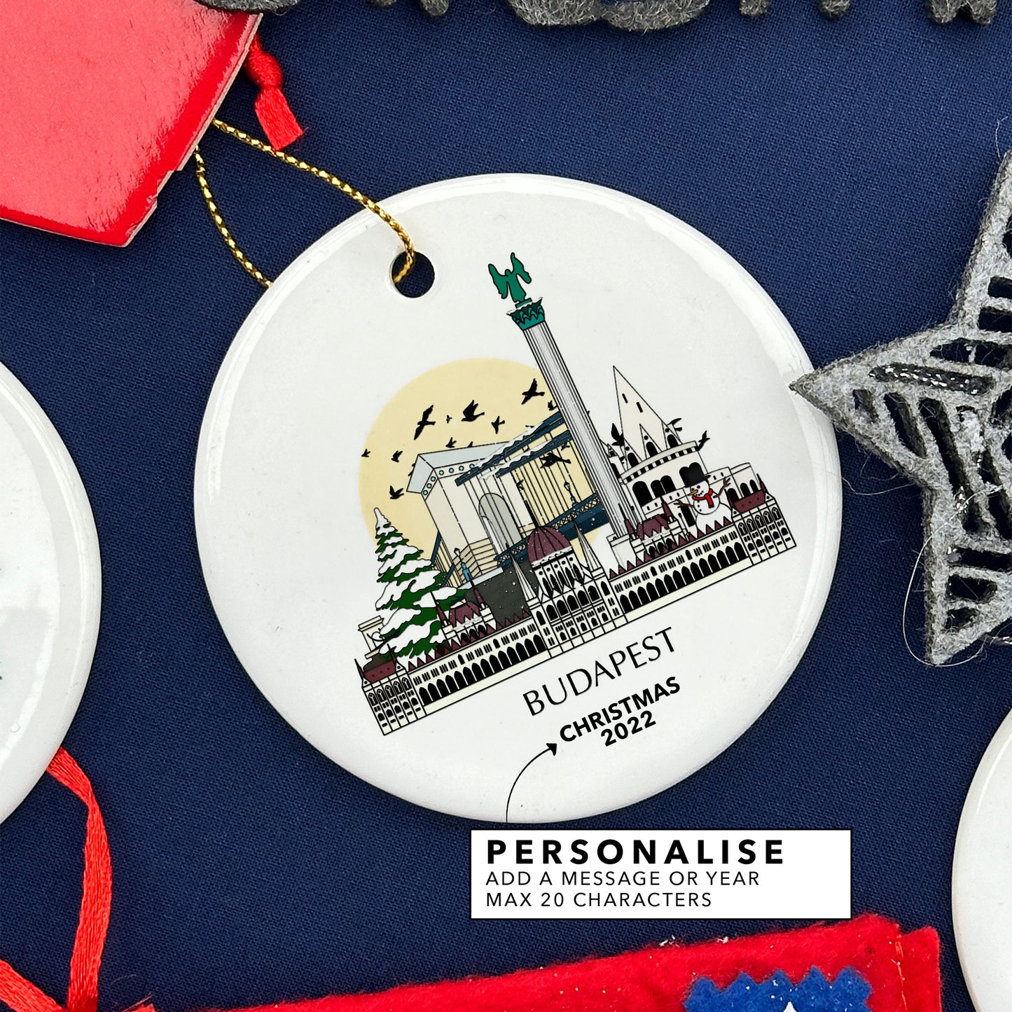 Budapest Hungary Personalised Christmas Tree Ornament