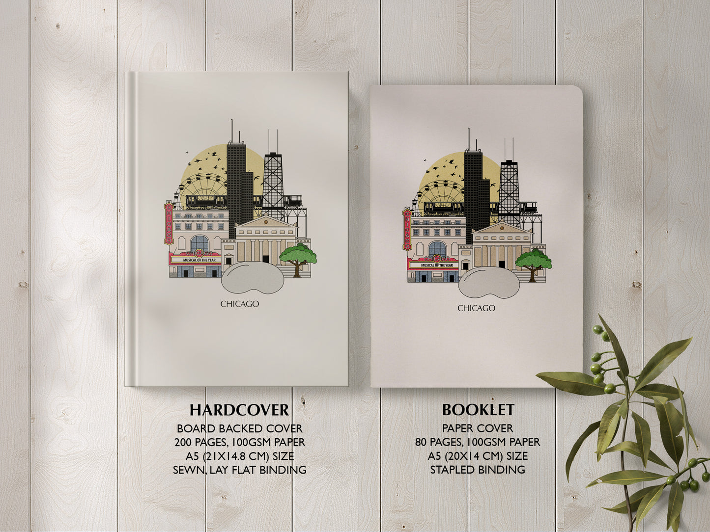 Chicago Personalised Illustrated Travel Journal/Notebook