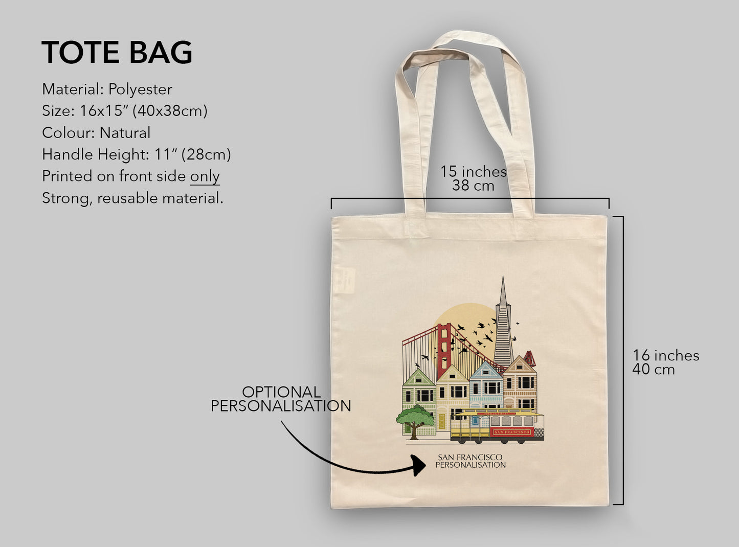 San Francisco California Personalised Tote Bag