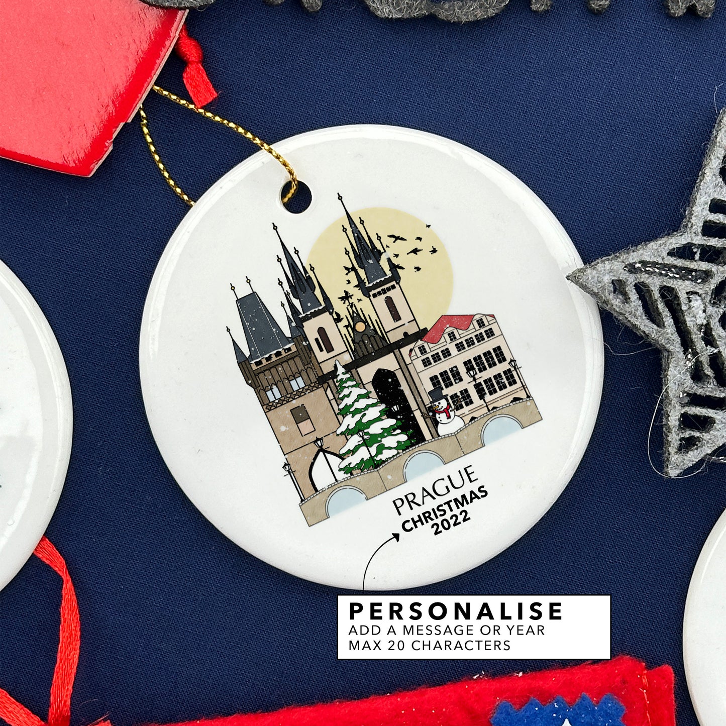 Prague Czechia Personalised Christmas Tree Ornament