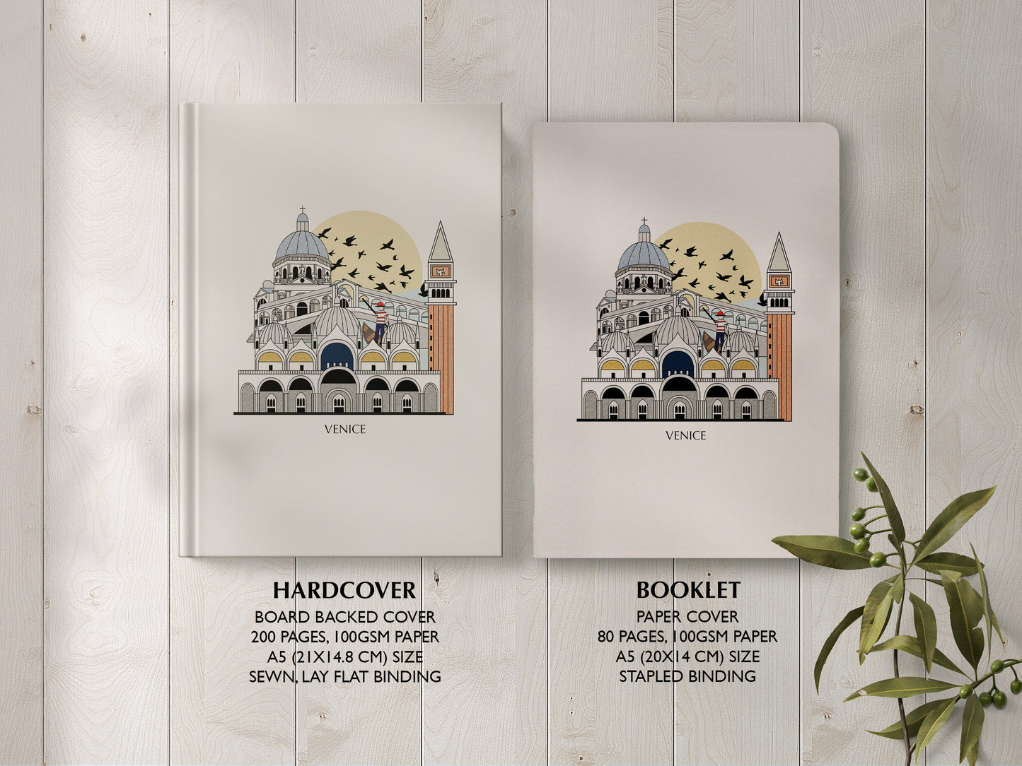 Venice Personalised Illustrated Travel Journal/Notebook