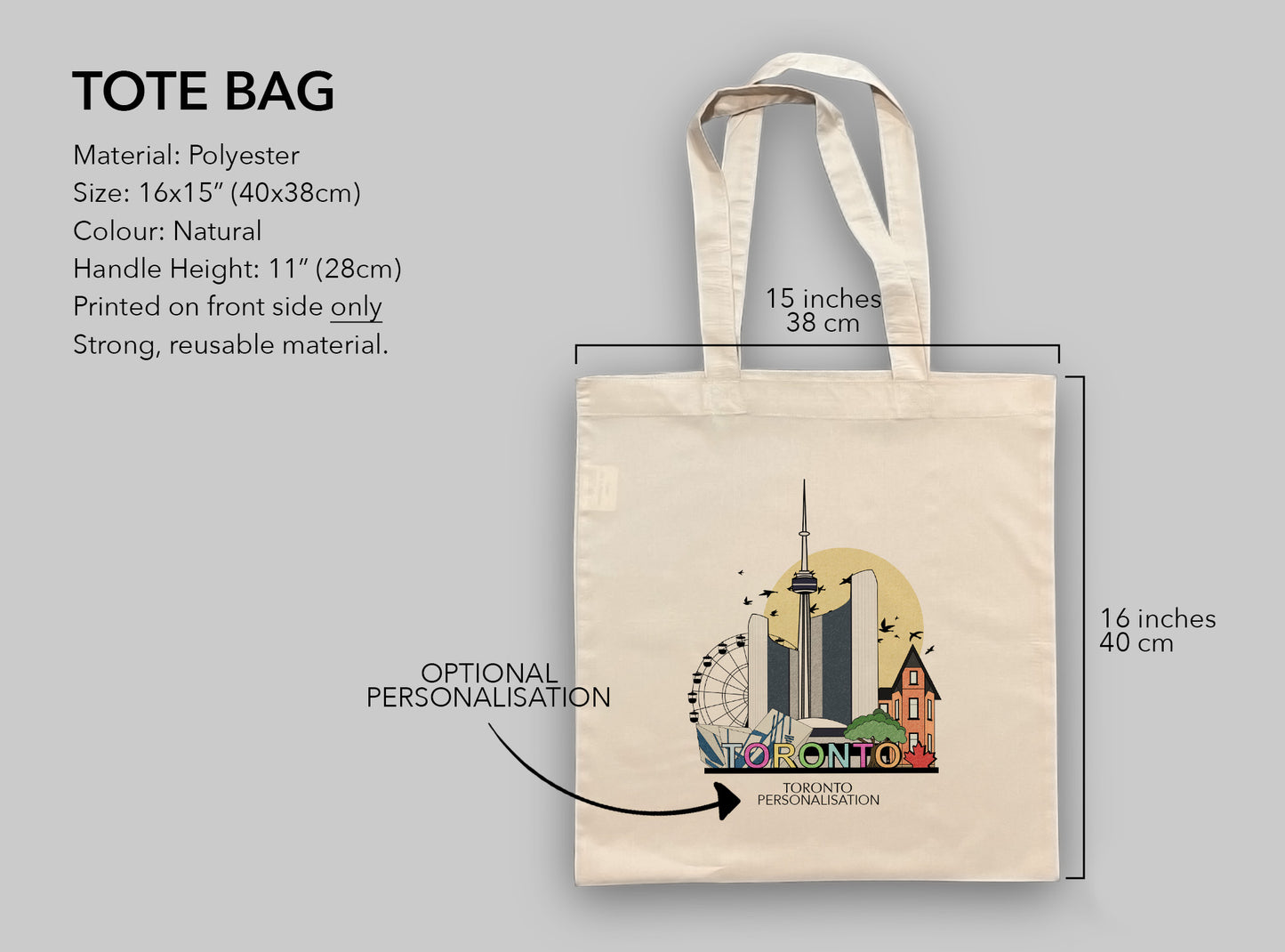 Toronto Canada Personalised Tote Bag