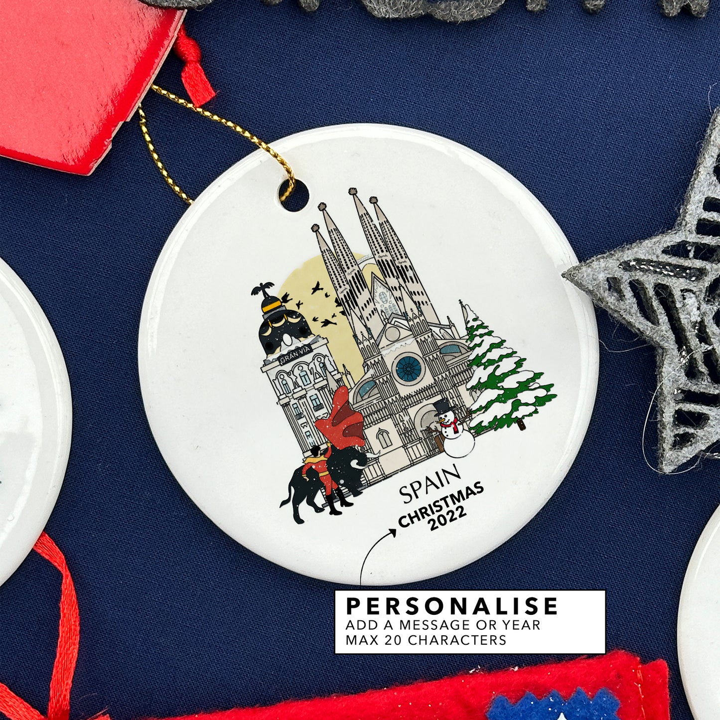 Spain Personalised Christmas Tree Ornament