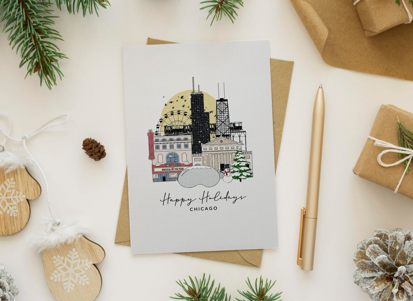 Chicago Personalised Christmas/Holiday Greeting Card