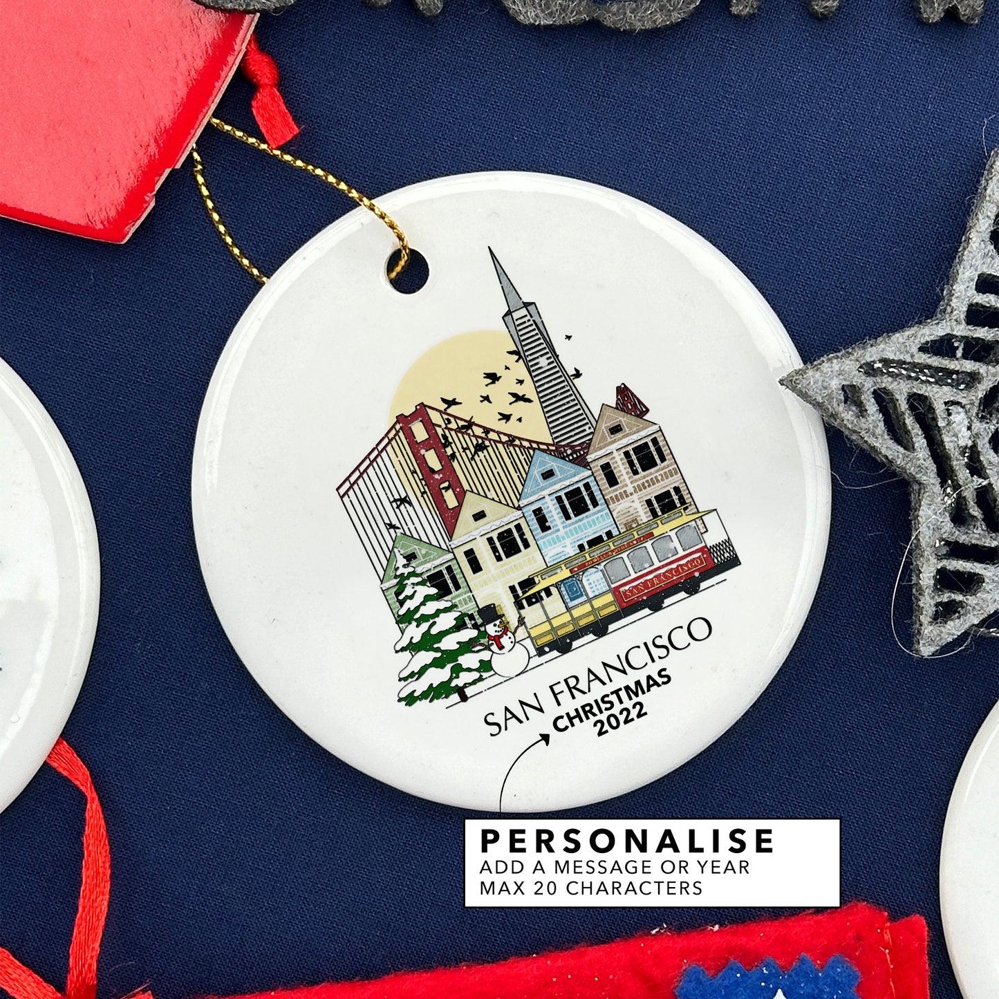 San Francisco California Personalised Christmas Tree Ornament