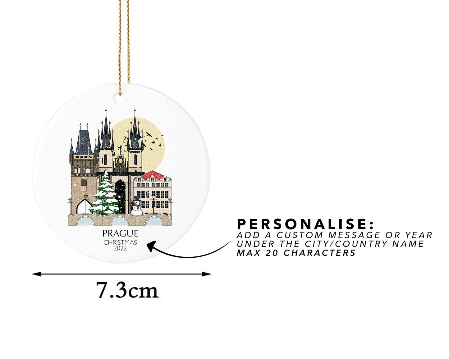 Prague Czechia Personalised Christmas Tree Ornament
